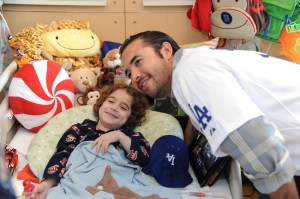 LOS ANGELES DODGERS ANDRE ETHIER VISITS CHILDREN'S HOSPITAL LOS ANGELES.